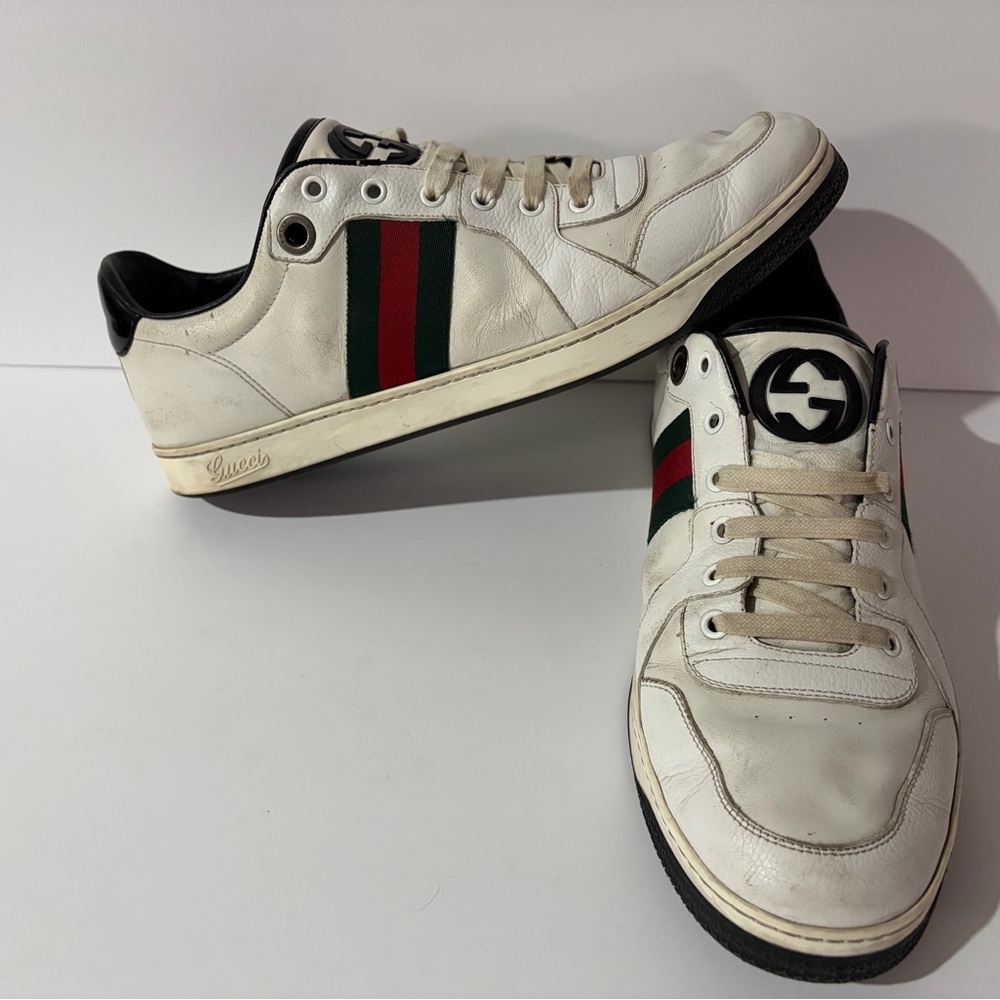 Gucci White Sneakers with Red and Green Accents US 12 - Picture 3 of 14